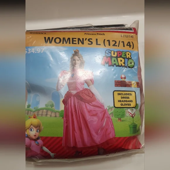 Super Mario Princess Peach Pink Dress Women's L (12/14) - Picture 2 of 5